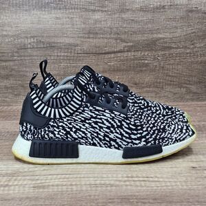 Adidas NMD_R1 Primeknit Zebra Men's Size 10 Black White Running Shoes (BY3013)